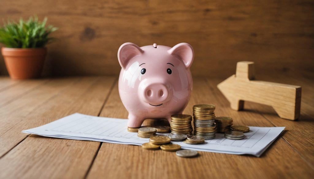 Tirelire et pièces en euros symbolisant l'épargne réglementée française