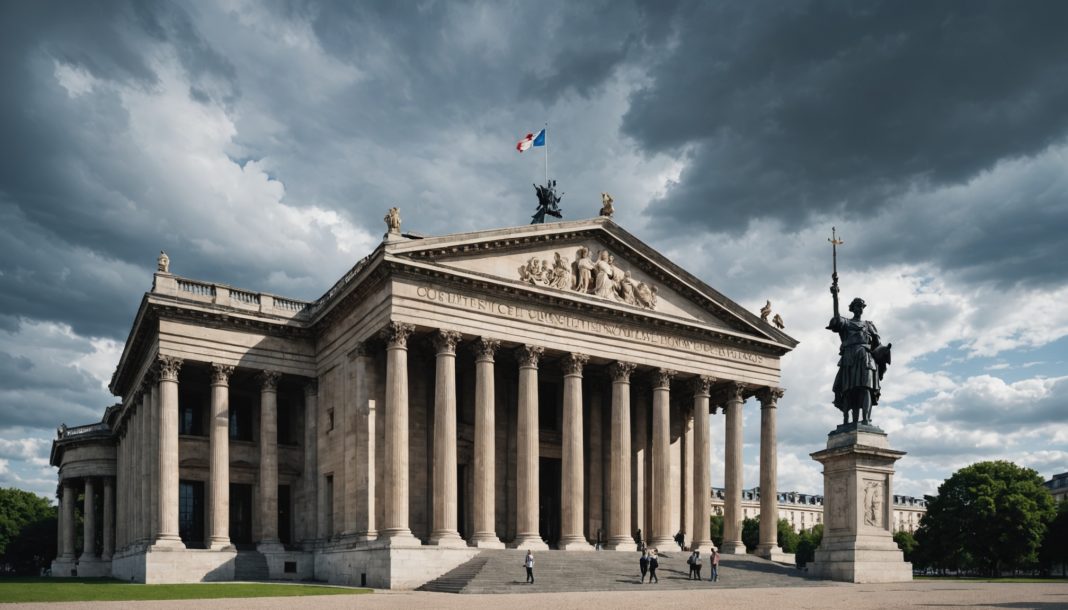 Colonnes d'un palais de justice, illustration de la décision du Conseil constitutionnel sur la loi Ripost