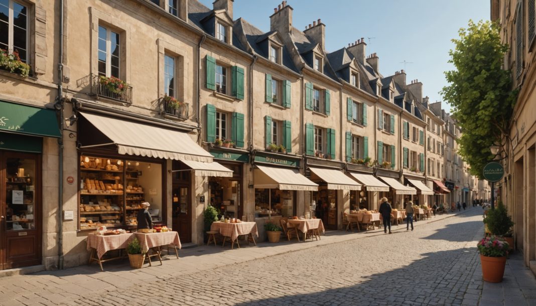 Rue commerçante de proximite avec petits commerces independants