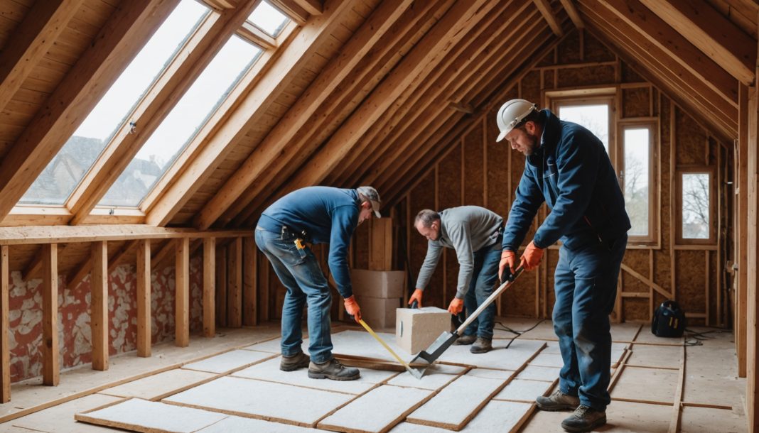 Travaux d'isolation thermique dans les combles d'une maison