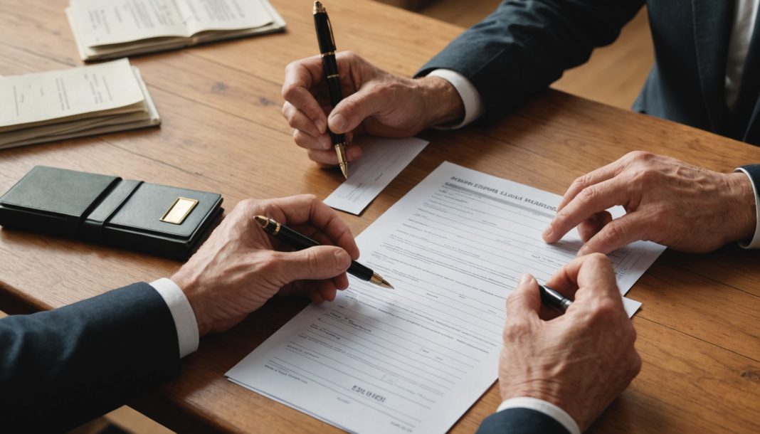 Documents de succession et carnet bancaire sur un bureau, illustrant l'encadrement légal des frais bancaires