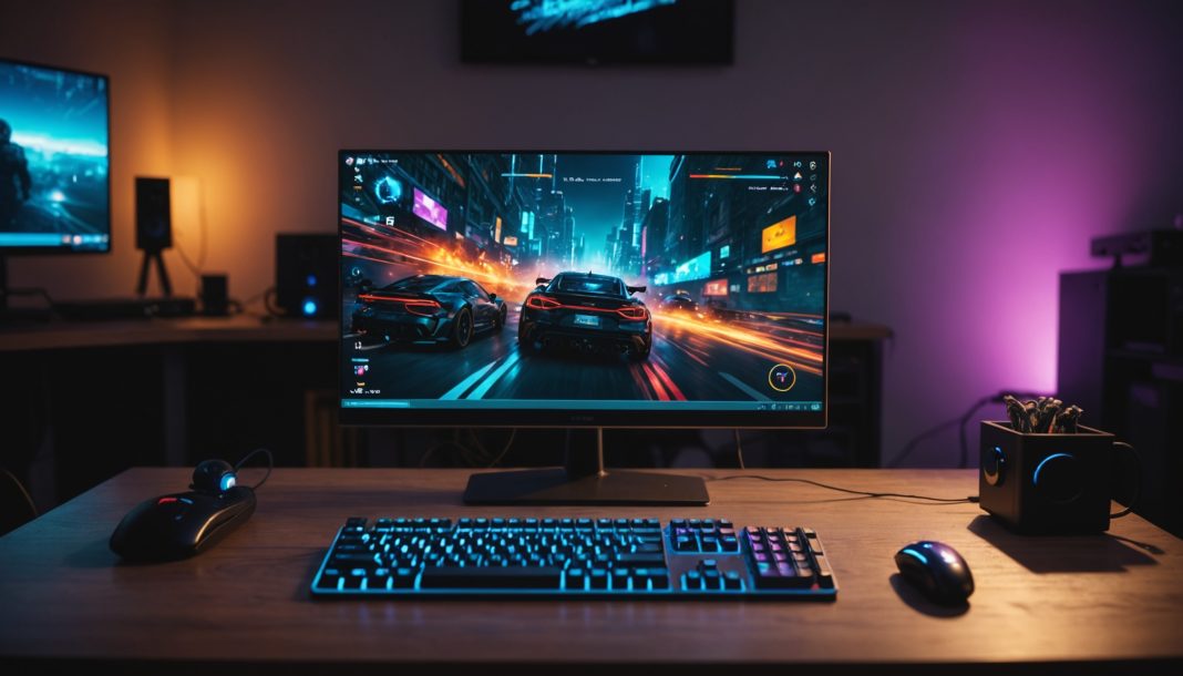 Console portable de jeu avec écran OLED affichant des visuels HDR colorés en streaming